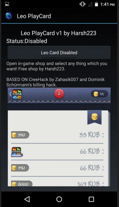 hack in app purchase with leo playcard