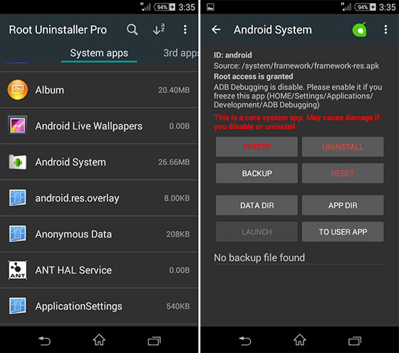 root uninstaller bewerken systeem app