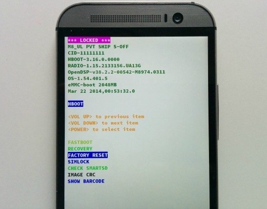 hard reset htc one from recovery mode