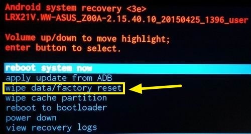 factory reset samsung s3 from recovery mode