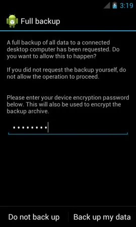 android full backup - backup my data