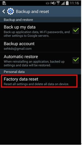 factory reset data