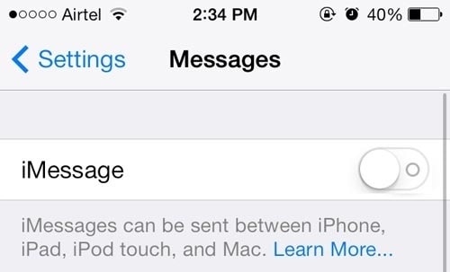 turn off imessages
