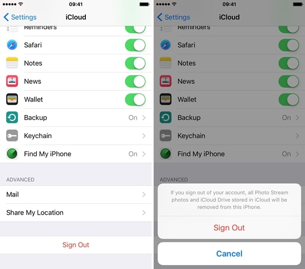 حذف حساب icloud