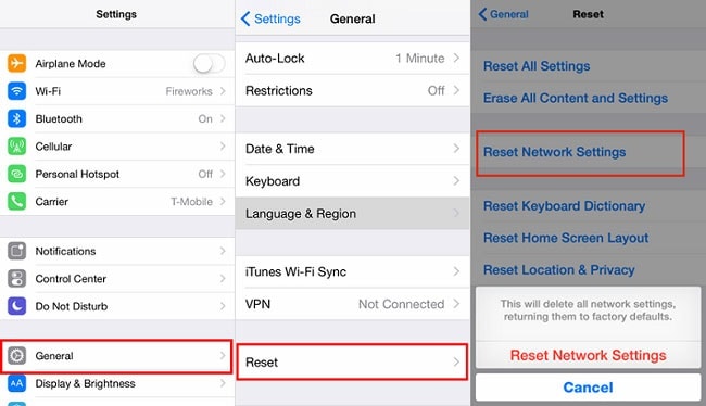 app store not working-reset network