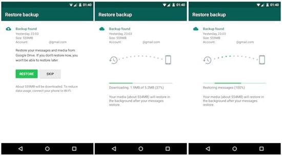  récupérer de whatsapp sauvegarde automatique sur android 