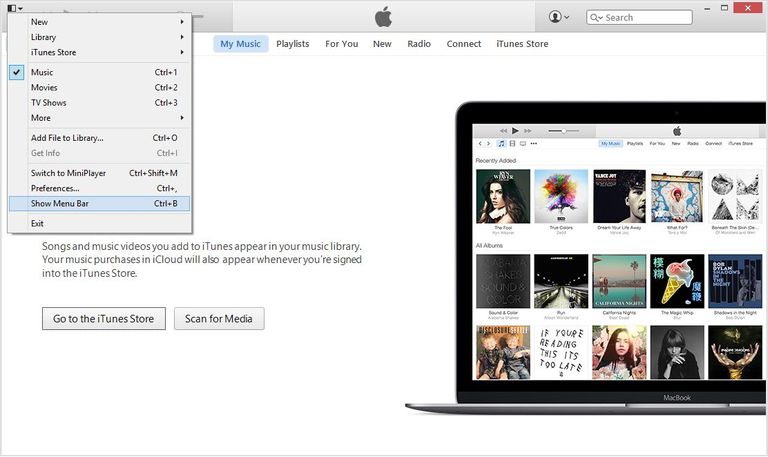 menu di itunes