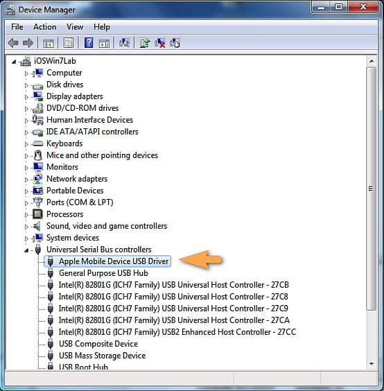 aggiornamento del driver usb del dispositivo mobile apple