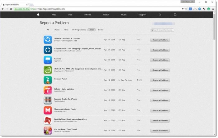 itunes purchase history-reportaproblem