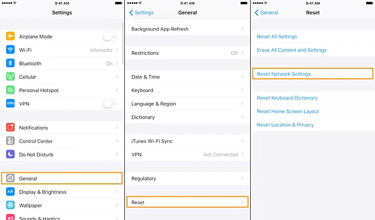 reset network settings