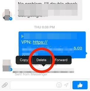 delete facebook messenger messages on ios