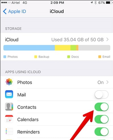 save contacts to icloud