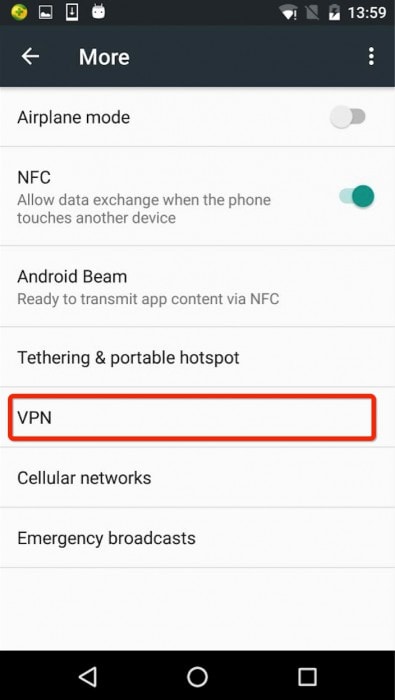 ابحث عن “VPN”