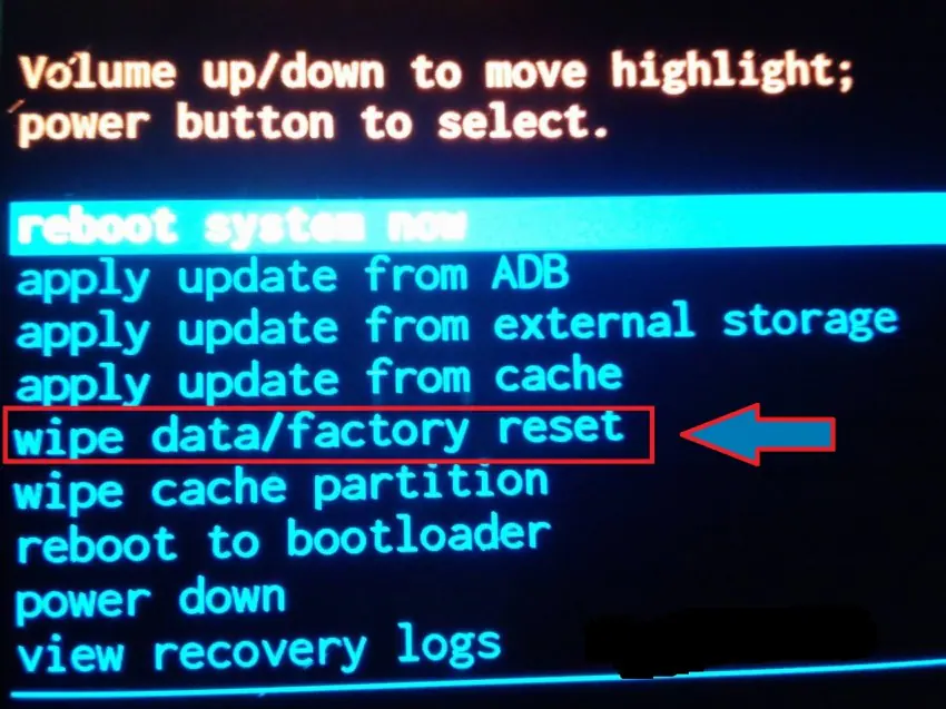 select “Factory data reset”