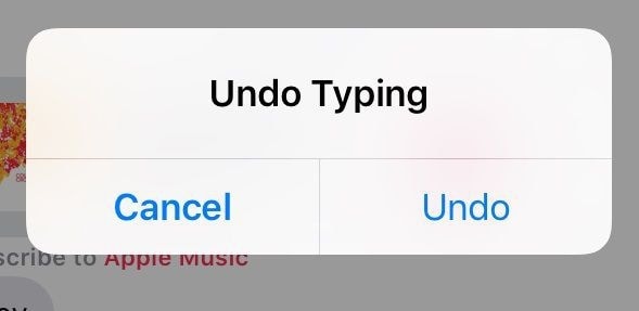 shake to undo typing