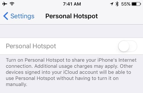 turn off personal hotspot