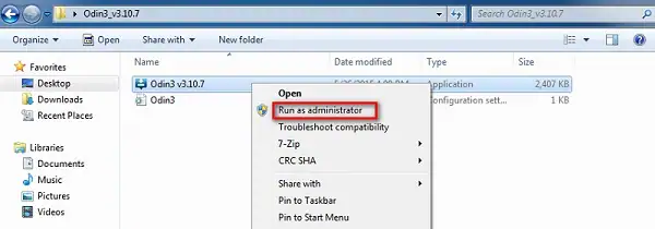 samsung odin mode-run as administrator