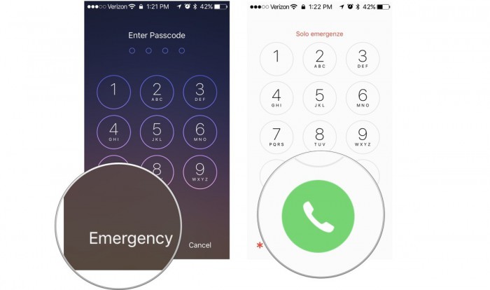 attivare iPhone tramite chiamata di emergenza