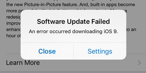 software update failed