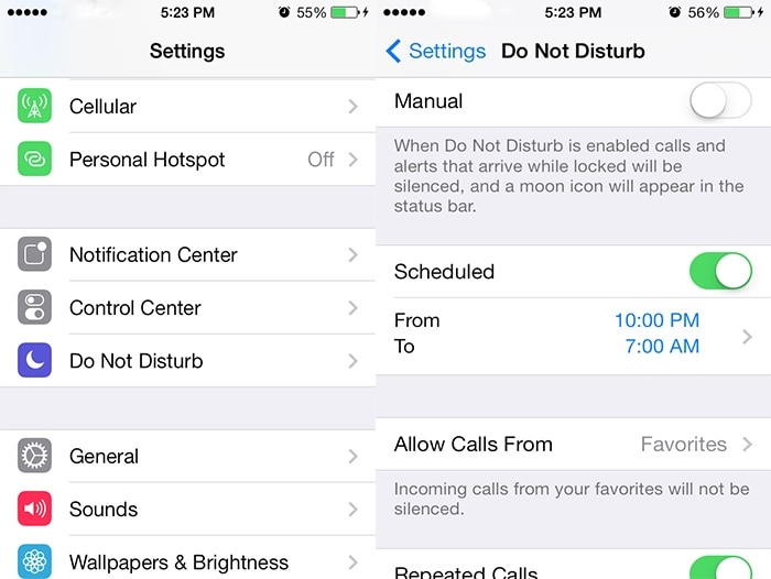 iphone klingelt nicht Problem beheben - dnd-Modus ausschalten