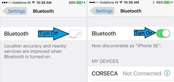 turn off bluetooth from iphone settings