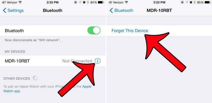 forget the device to fix iphone bluetooth not working