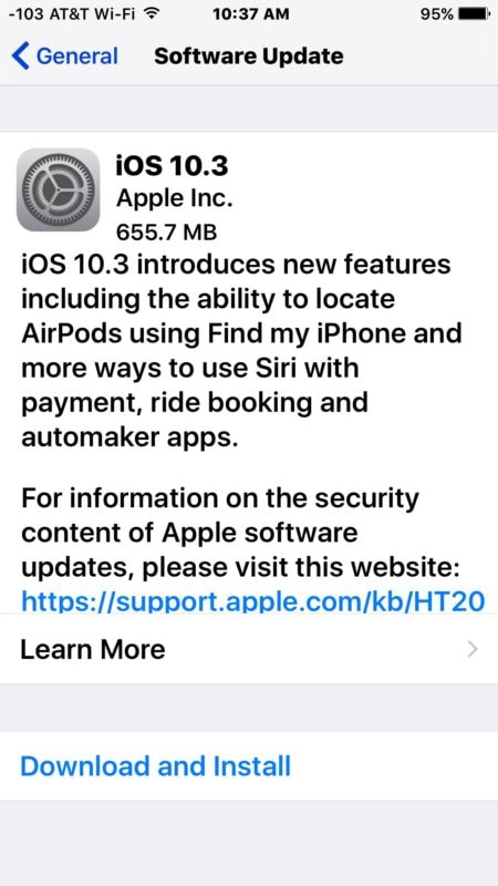 Installieren Sie das iOS-Update