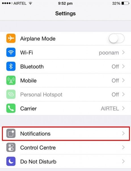 notifications not working on iphone-check app notification