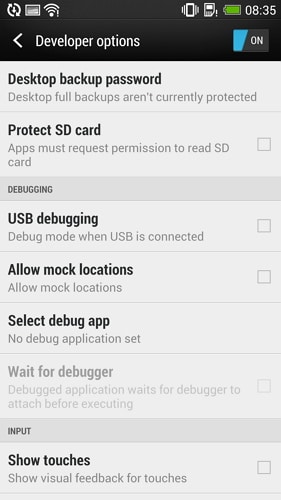 enable usb debugging on htc one - step 3