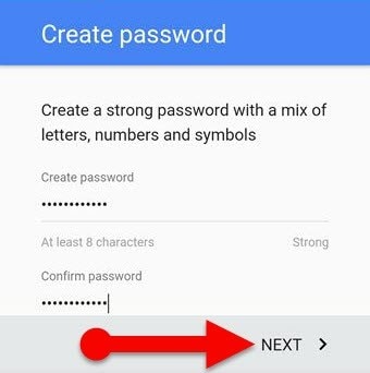 bypass gmail phone verification-create a strong password
