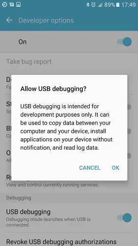 ativar a depuração usb no s7 s8-Passo 5