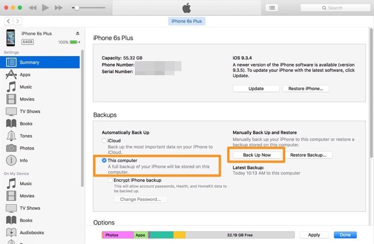 abrir iTunes para transferir dados para um iPhone XS (Max)