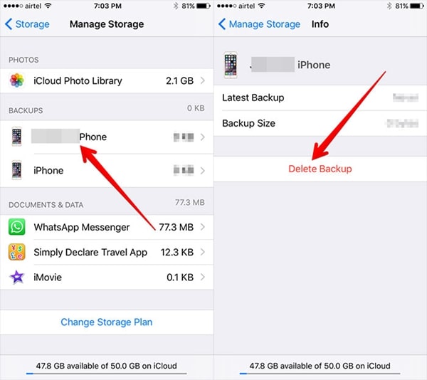 iphone no realiza copias de seguridad a icloud-borrar copias de seguridad antiguas de icloud