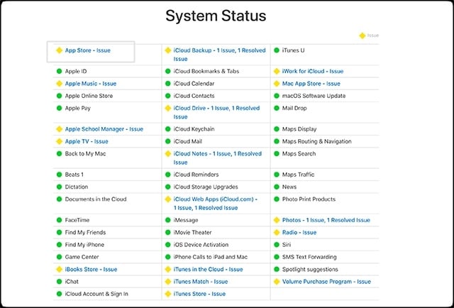 Server-Status des App-Stores überprüfen