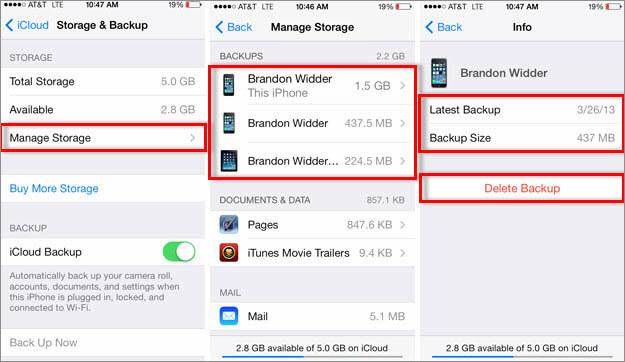 delete icloud backup