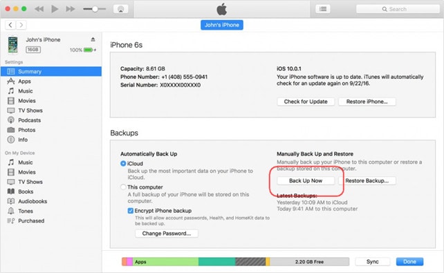 transfiere todo, desde iPhone 5s a iPhone 8 con iTunes