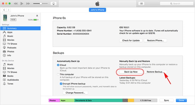 Sincronizar datos de iPhone antiguo a iPhone X y iPhone 8 (Plus) con iTunes