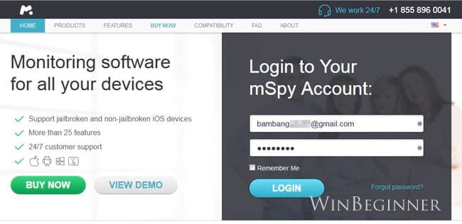 Spy on iPhone without Jailbreak-create an account with mSpy