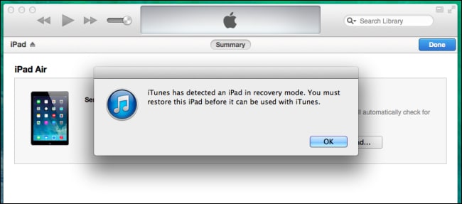 Unlock iPad in Recovery Mode-iTunes will detect your iPad