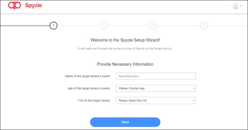 monitor phone activity with Spyzie-feed in the necessary information
