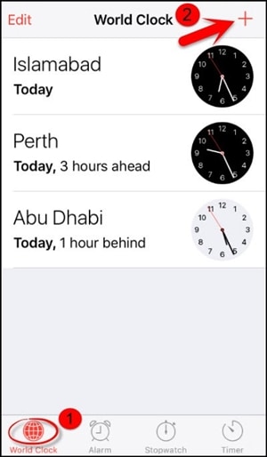 iPhone Passcode entsperren-eine weitere Uhr hinzufügen