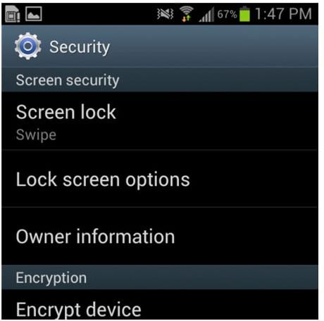 android phone screen security