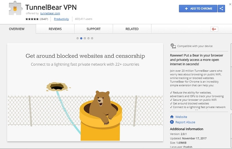 vpn for chrome - TunnelBear VPN