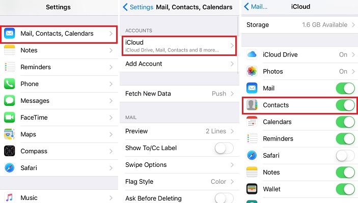 save iphone contacts to icloud