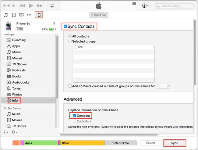 export contacts from iphone using itunes