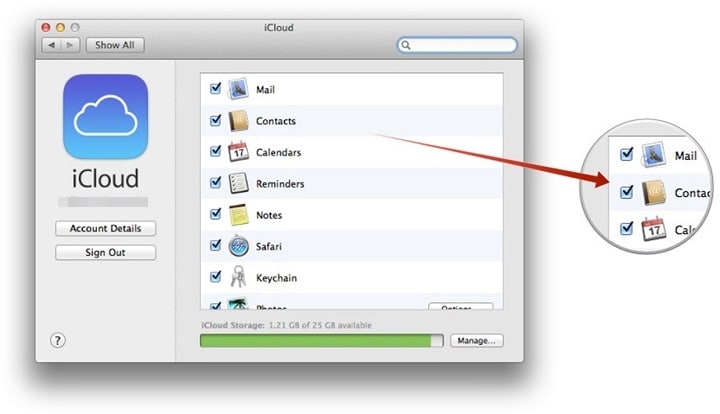 sincronizar contatos do iphone para o mac através do aplicativo icloud