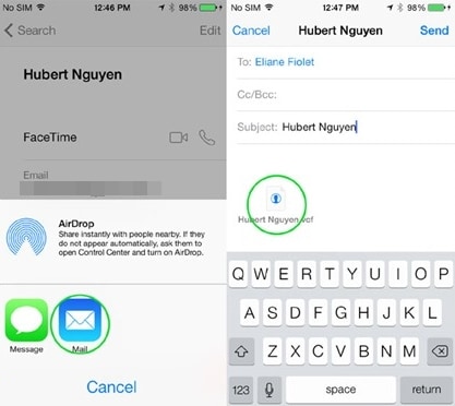 share iphone contacts through message