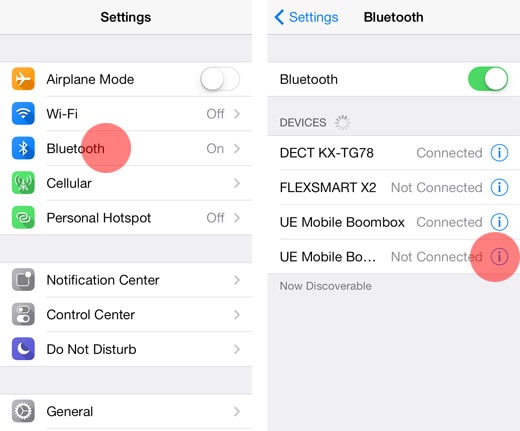 compartir contactos de iphone a través de bluetooth