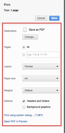 customize print settings