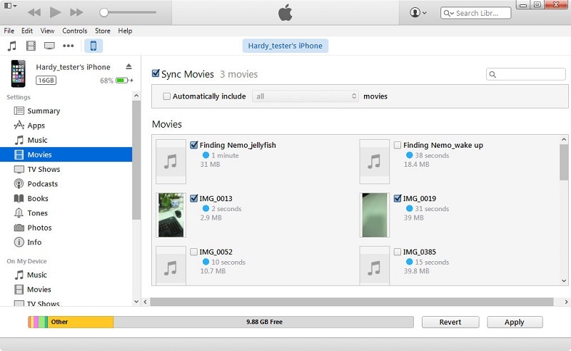 sync movies to mac from iphone